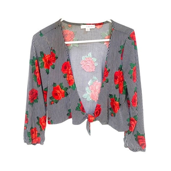 Timing Tops - Roses Cropped Cardigan